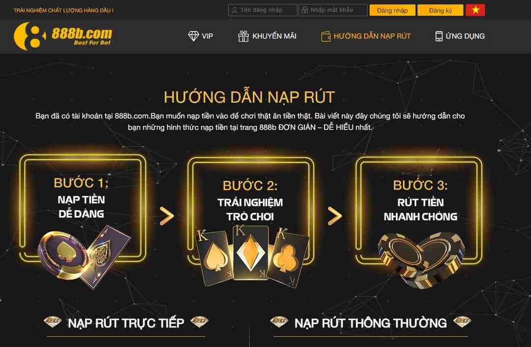 Tìm hiểu về phương thức nạp rút tiền tại nhà cái 888B